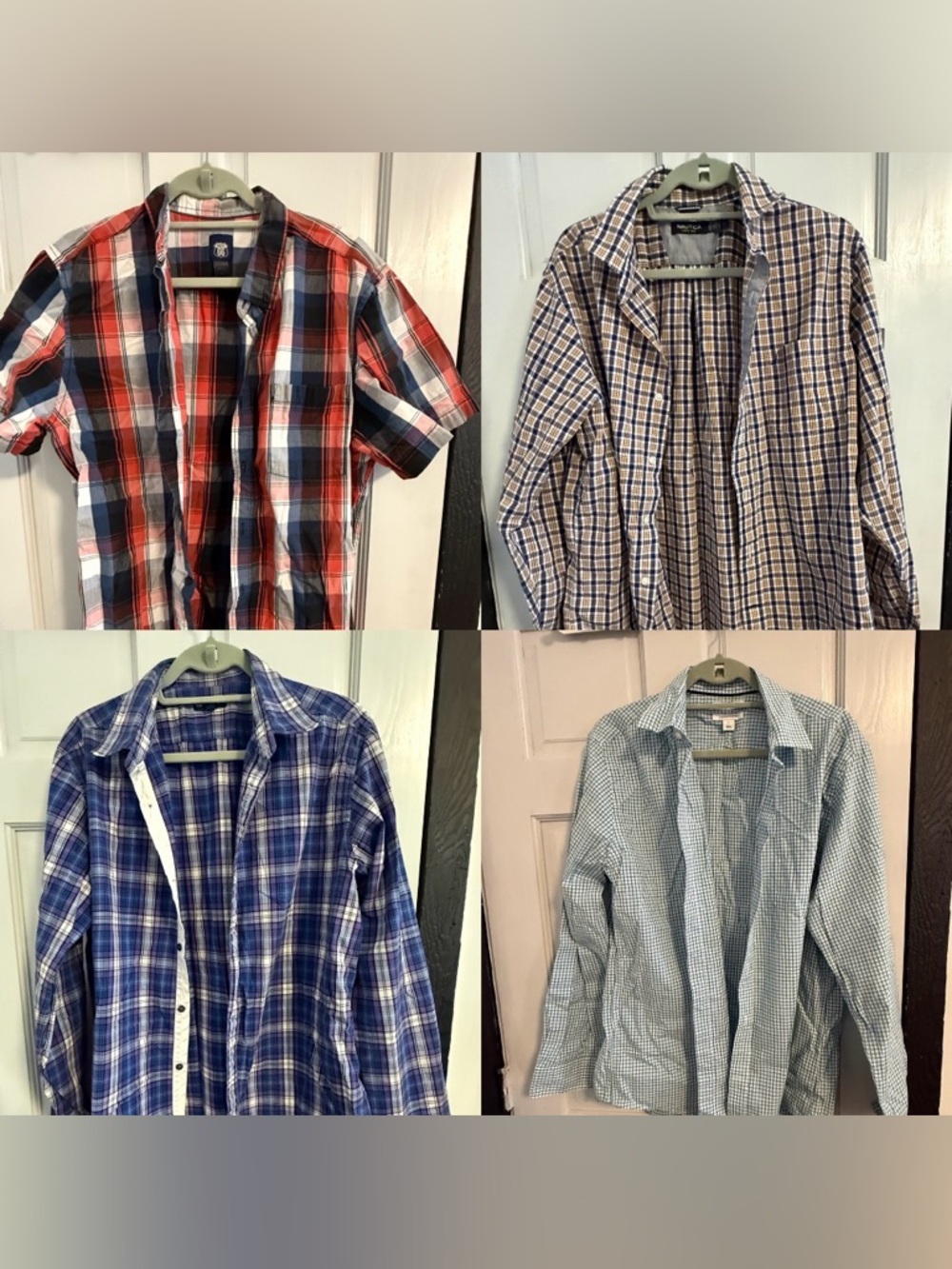 Qty 4 - Men's Blue Plaid Button-Up Shirt - Classic Casual
